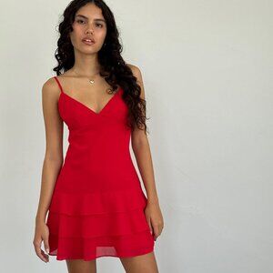 *NEW w/ Tags* Motel Rocks Riasi Ruffle Mini Dress in Chiffon Red - Size Small